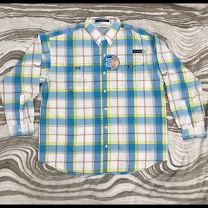 Columbia PFG Super Bahama NEW Mens XL Blue Plaid